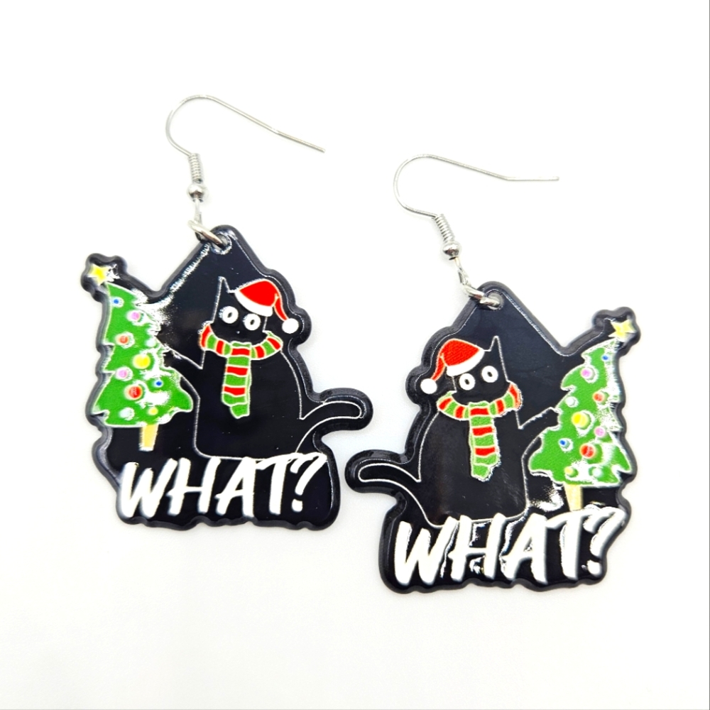 Christmas Tree Kitty Black Cat Holiday Mischief WHAT? New
